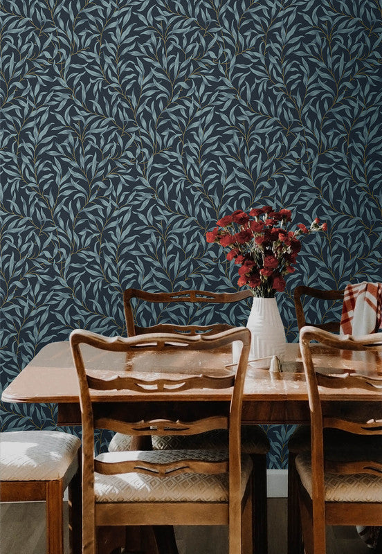 media image for Willow Trail Peel & Stick Wallpaper in Aegean Blue 257