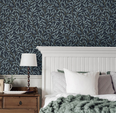product image for Willow Trail Peel & Stick Wallpaper in Aegean Blue 35