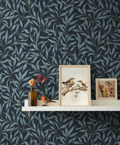 product image for Willow Trail Peel & Stick Wallpaper in Aegean Blue 9