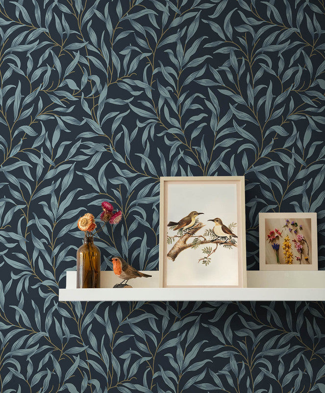 media image for Willow Trail Peel & Stick Wallpaper in Aegean Blue 23