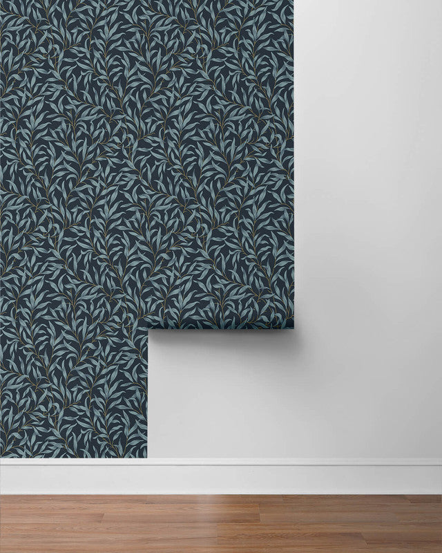 media image for Willow Trail Peel & Stick Wallpaper in Aegean Blue 20