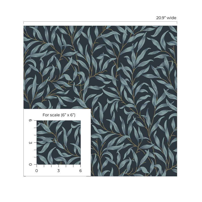 media image for Willow Trail Peel & Stick Wallpaper in Aegean Blue 21