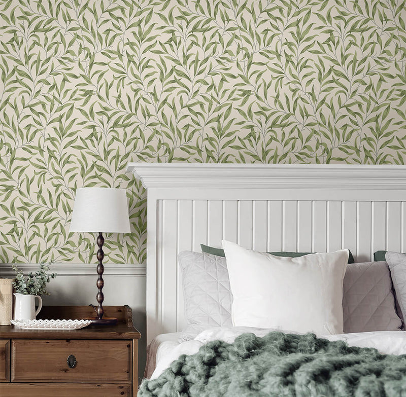 media image for Willow Trail Peel & Stick Wallpaper in Sprig Green 288