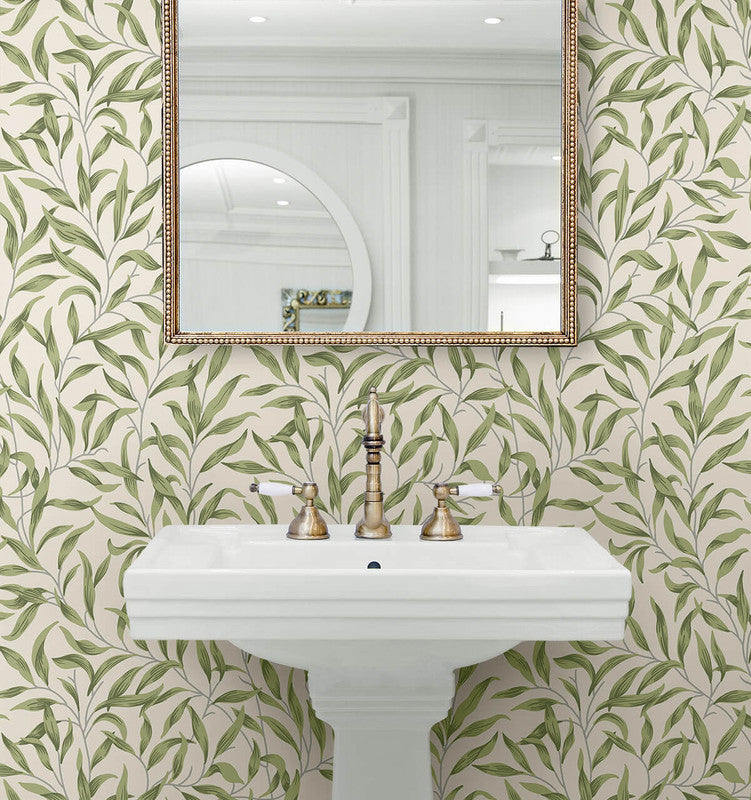 media image for Willow Trail Peel & Stick Wallpaper in Sprig Green 241