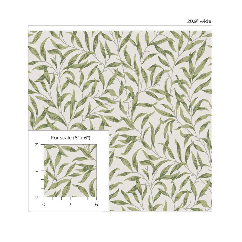 media image for Willow Trail Peel & Stick Wallpaper in Sprig Green 20