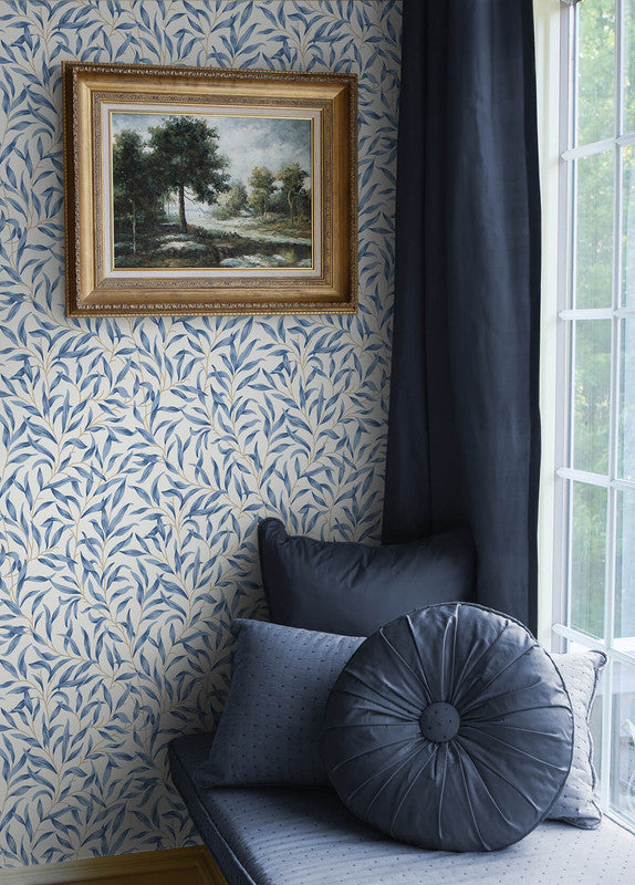 media image for Willow Trail Peel & Stick Wallpaper in Blue Lake 257