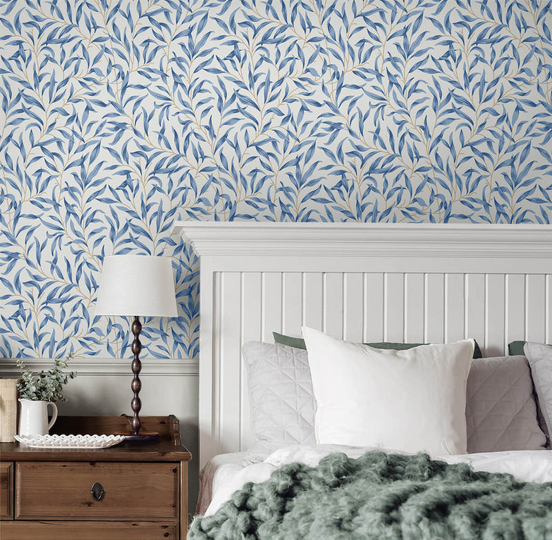 media image for Willow Trail Peel & Stick Wallpaper in Blue Lake 275