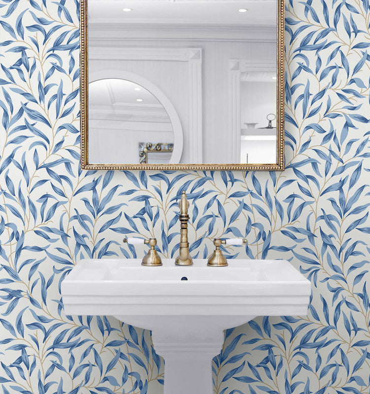 media image for Willow Trail Peel & Stick Wallpaper in Blue Lake 25