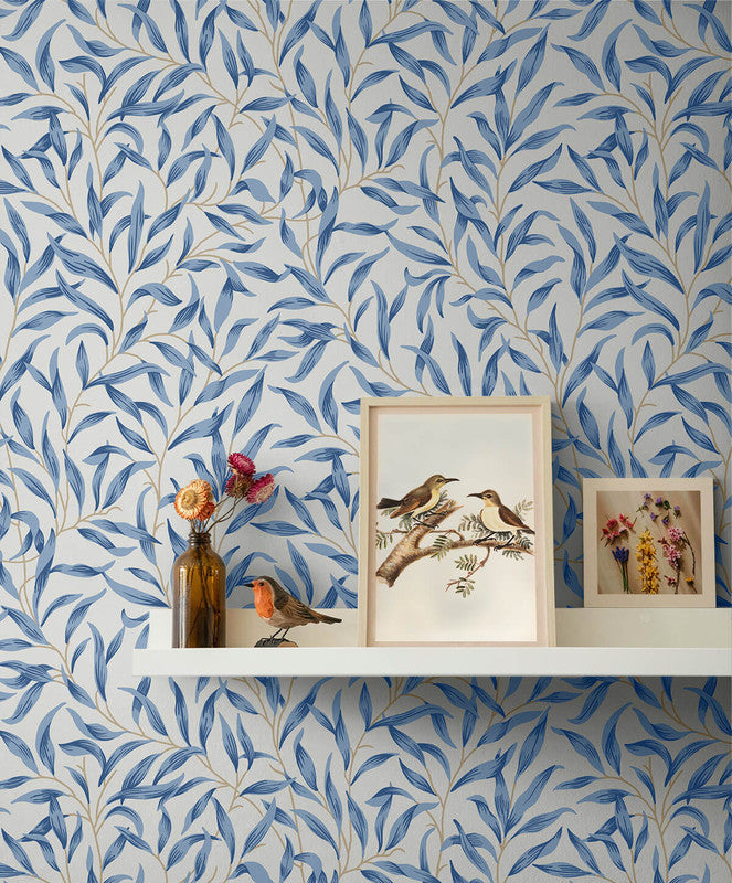 media image for Willow Trail Peel & Stick Wallpaper in Blue Lake 285