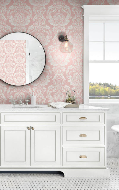 product image for Cora Damask Peel & Stick Wallpaper in Light Pink 93