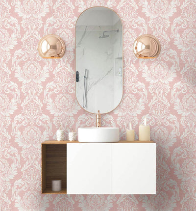 product image for Cora Damask Peel & Stick Wallpaper in Light Pink 53