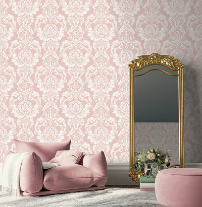 product image for Cora Damask Peel & Stick Wallpaper in Light Pink 12