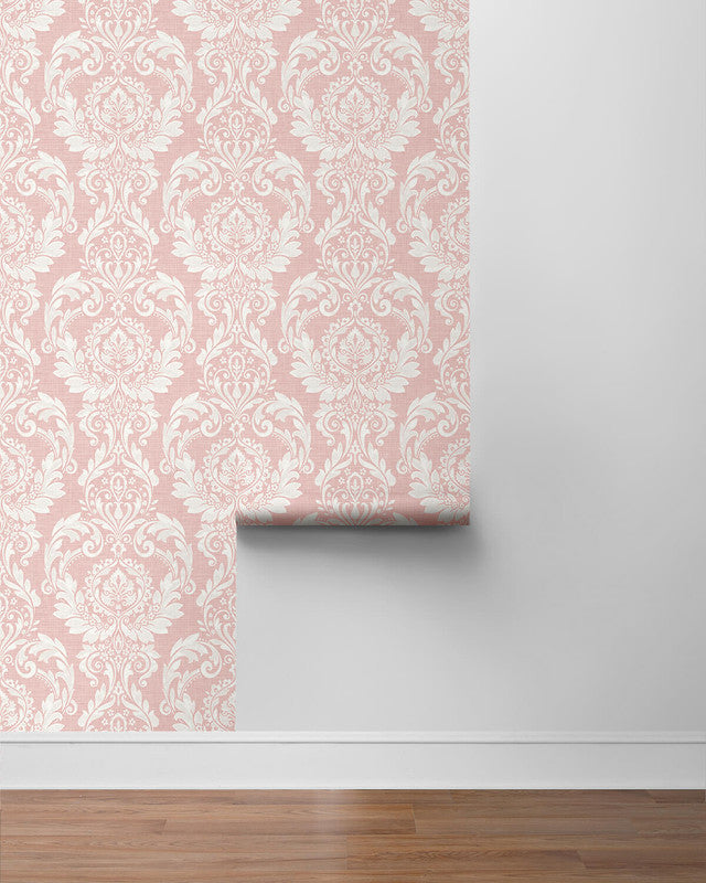 media image for Cora Damask Peel & Stick Wallpaper in Light Pink 293