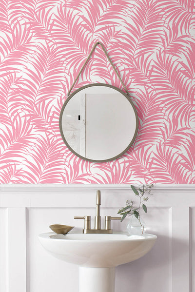 product image for Beach Palm Peel & Stick Wallpaper in Pink 80