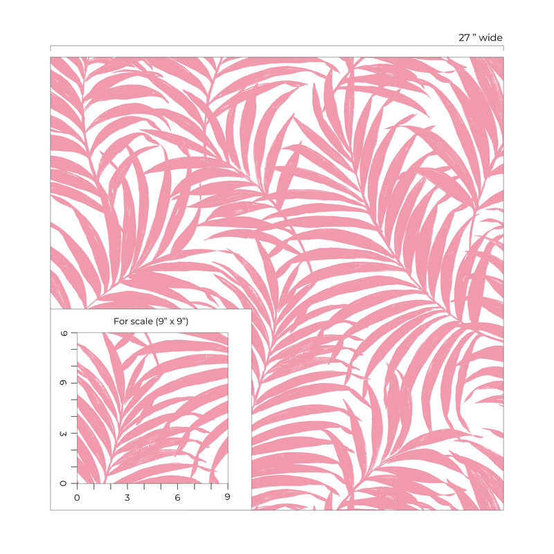 media image for Beach Palm Peel & Stick Wallpaper in Pink 268