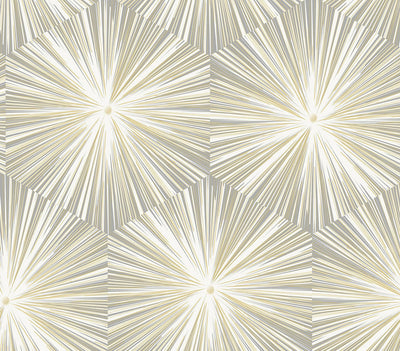 product image for Hex Starburst Peel & Stick Wallpaper in Grey & Metallic Gold 82