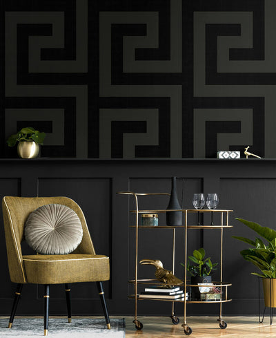 product image for Maze Geo Peel & Stick Wallpaper in Ebony & Graphite 70