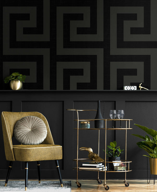 media image for Maze Geo Peel & Stick Wallpaper in Ebony & Graphite 274