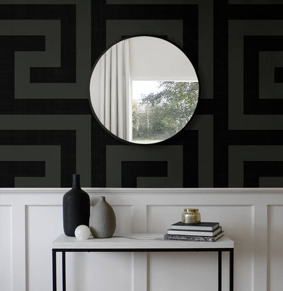 product image for Maze Geo Peel & Stick Wallpaper in Ebony & Graphite 60