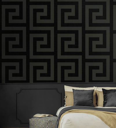 product image for Maze Geo Peel & Stick Wallpaper in Ebony & Graphite 14