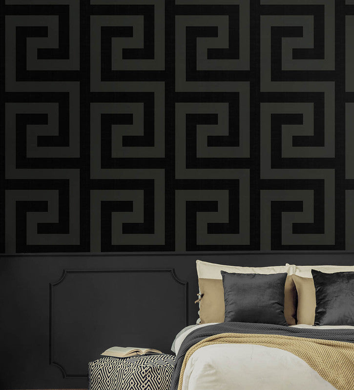 media image for Maze Geo Peel & Stick Wallpaper in Ebony & Graphite 224