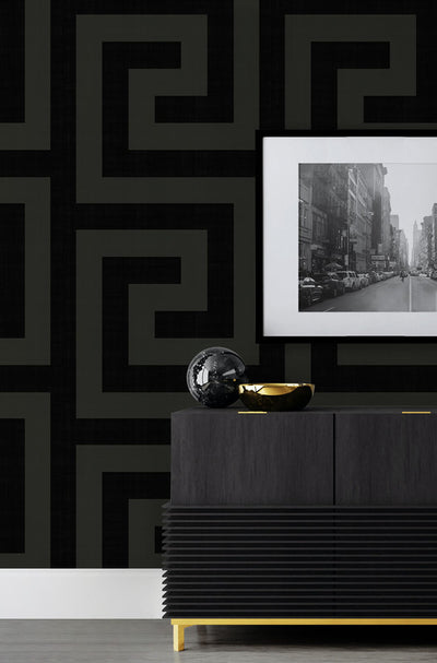 product image for Maze Geo Peel & Stick Wallpaper in Ebony & Graphite 16