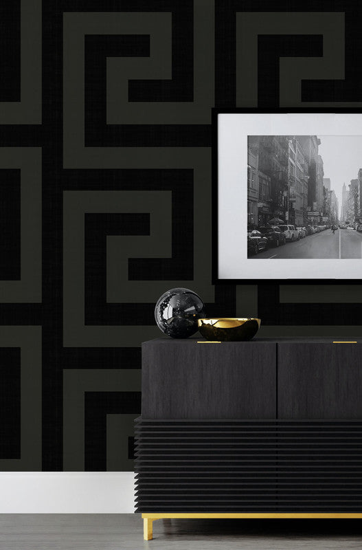 media image for Maze Geo Peel & Stick Wallpaper in Ebony & Graphite 260