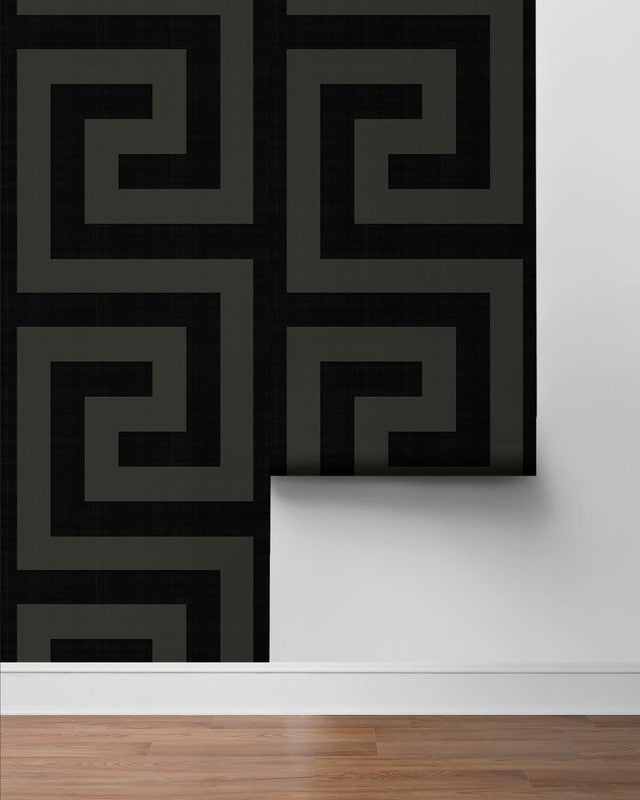 media image for Maze Geo Peel & Stick Wallpaper in Ebony & Graphite 216