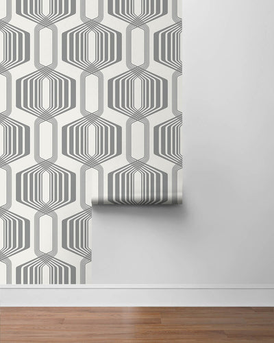 product image for Striped Geo Peel & Stick Wallpaper in Metallic Silver 82