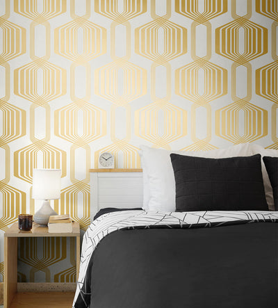 product image for Striped Geo Peel & Stick Wallpaper in Metallic Gold 71