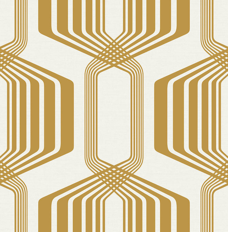 media image for Striped Geo Peel & Stick Wallpaper in Metallic Gold 236