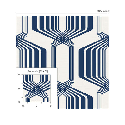 product image for Striped Geo Peel & Stick Wallpaper in Blue Sapphire 38