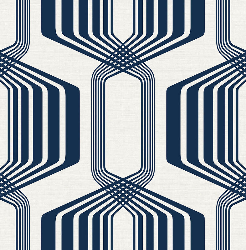 media image for Striped Geo Peel & Stick Wallpaper in Blue Sapphire 278