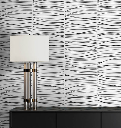 product image for Wave Lines Peel & Stick Wallpaper in Black 99