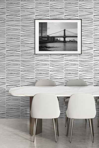 product image for Wave Lines Peel & Stick Wallpaper in Black 83