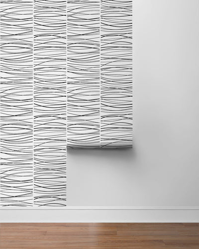 product image for Wave Lines Peel & Stick Wallpaper in Black 3