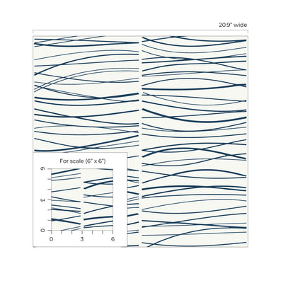 product image for Wave Lines Peel & Stick Wallpaper in Blue 67