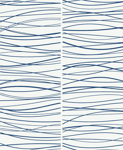 product image for Wave Lines Peel & Stick Wallpaper in Blue 83