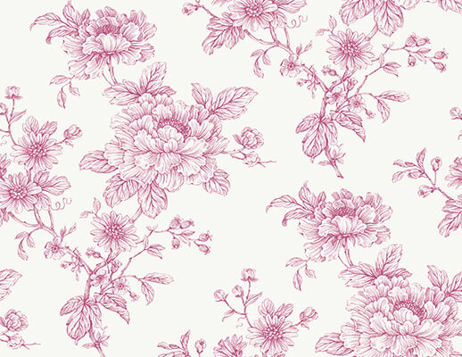 media image for Sketched Floral Peel & Stick Wallpaper in Pink 222