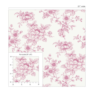 product image for Sketched Floral Peel & Stick Wallpaper in Pink 71