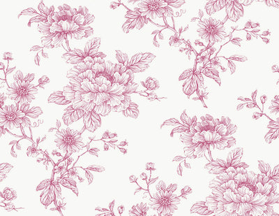 product image of Sketched Floral Peel & Stick Wallpaper in Pink 545