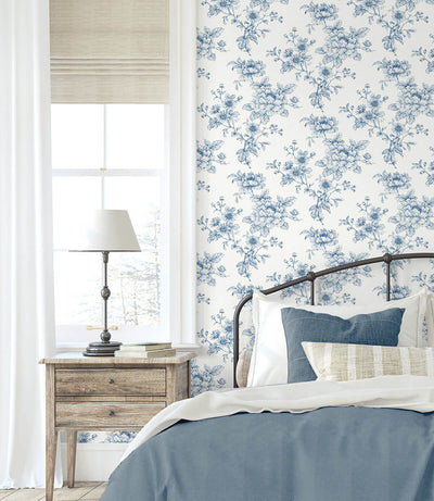 product image for Sketched Floral Peel & Stick Wallpaper in Blue 17