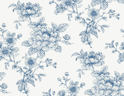 product image of Sketched Floral Peel & Stick Wallpaper in Blue 510