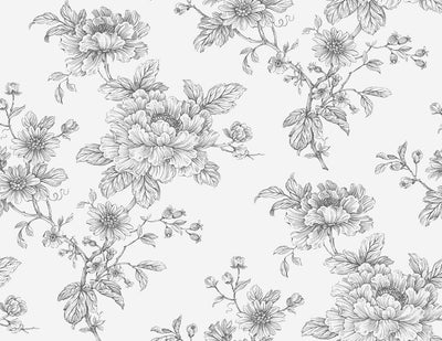 product image of Sketched Floral Peel & Stick Wallpaper in Grey 524