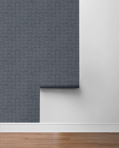 product image for Organic Squares Peel & Stick Wallpaper in Blue Denim 79