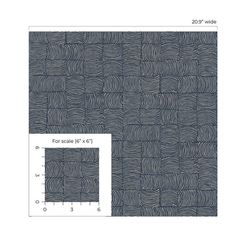 media image for Organic Squares Peel & Stick Wallpaper in Blue Denim 289