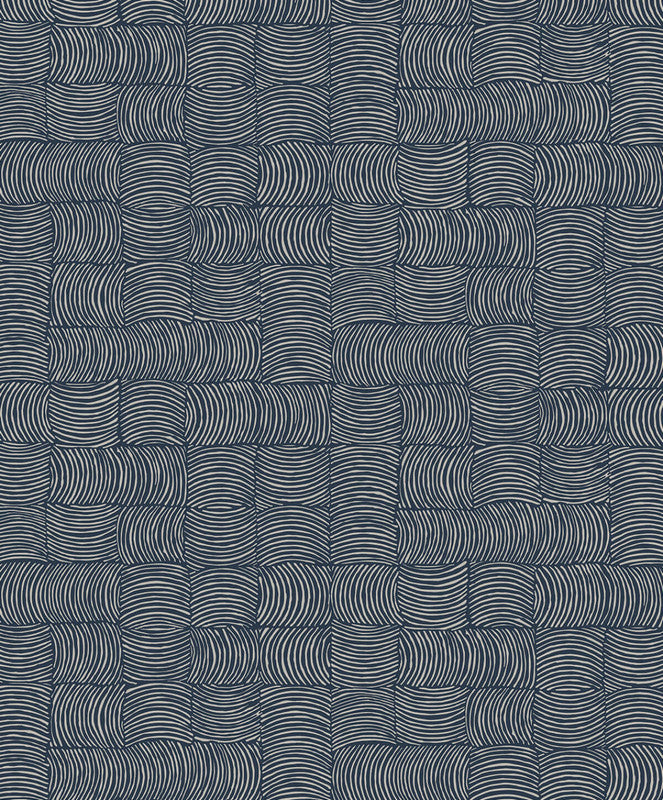 media image for Organic Squares Peel & Stick Wallpaper in Blue Denim 253