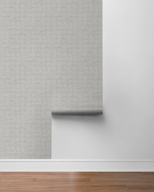 media image for Organic Squares Peel & Stick Wallpaper in Fog Grey 246