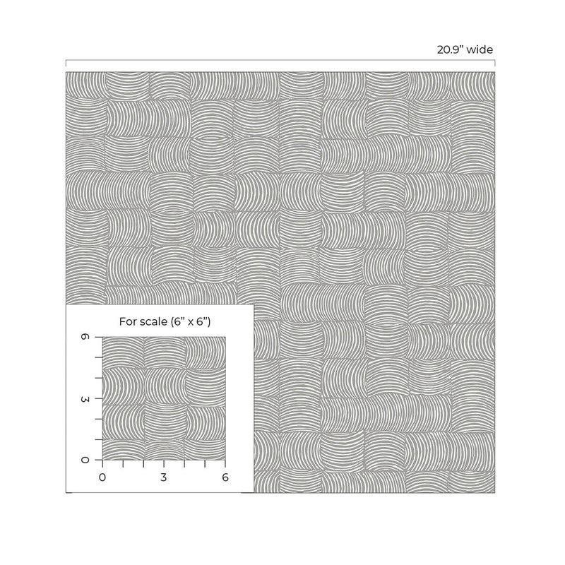 media image for Organic Squares Peel & Stick Wallpaper in Fog Grey 247