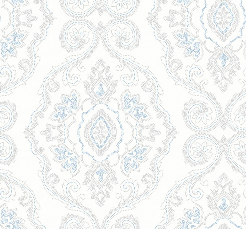 media image for Nautical Damask Wallpaper in Blue Oasis from the Beach House Collection by Seabrook Wallcoverings 244